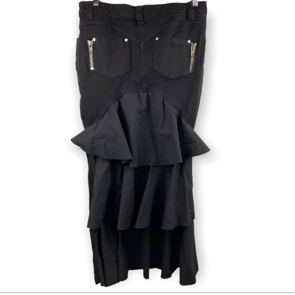 LIP SERVICE Black Maxi Jean Skirt Large Gothic Victorian Tail